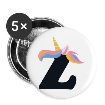 Unicorn Letter Rainbow Style "Z" | be unique - Buttons small 1''/25 mm (5-pack) - white - Front