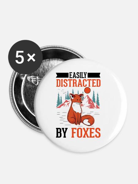 Fuchs Geschenk Rotfuchs - Buttons klein 25 mm (5er Pack) - Weiß