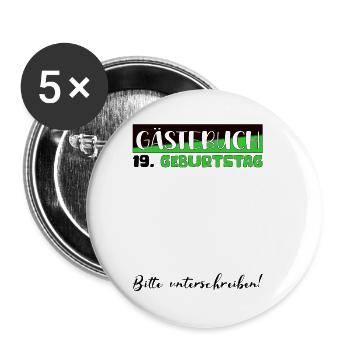 19 Birthday Gift Girls Boys Guest Book - Buttons small 1''/25 mm (5-pack) - white - Front