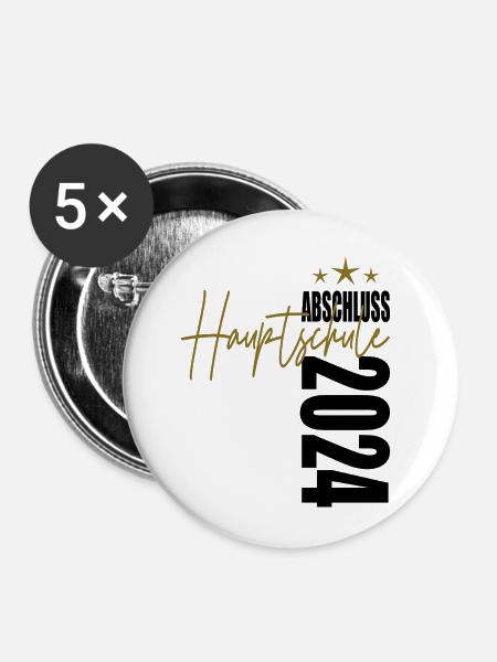 Abschluss 2024 Hauptschule - Buttons klein 25 mm (5er Pack) - Weiß