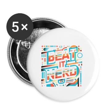 Beat it Nerd 11 - Buttons klein 25 mm (5er Pack) - Weiß - Vorne