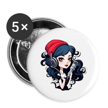 black headed gothic streamer with microphone - Buttons klein 25 mm (5er Pack) - Weiß - Vorne