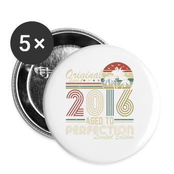 2016 Birthday 2016 Born In 2016 Birthday - Buttons small 1''/25 mm (5-pack) - white - Front