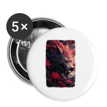 Spirit Wolf Fuchs Ästhetischer Japanischer Kitsune - Buttons klein 25 mm (5er Pack) - Weiß - Vorne
