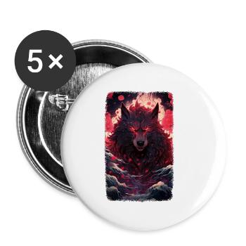 Spirit Wolf Fuchs Ästhetischer Japanischer Kitsune - Buttons klein 25 mm (5er Pack) - Weiß - Vorne