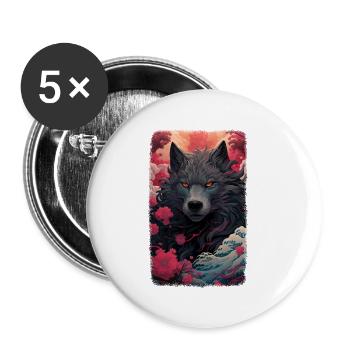 Spirit Wolf Fuchs Ästhetischer Japanischer Kitsune - Buttons klein 25 mm (5er Pack) - Weiß - Vorne