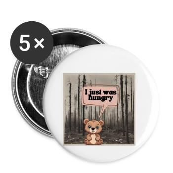 Petit ours avec un gros appétit - Lot de 5 petits badges (25 mm) - blanc - Devant