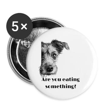 black and white illustration dog funny saying - Buttons small 1''/25 mm (5-pack) - white - Front