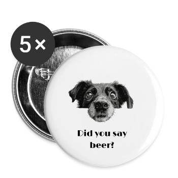 Black White Dog Funny Beer Saying - Buttons small 1''/25 mm (5-pack) - white - Front