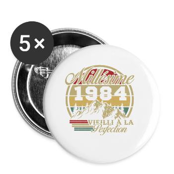 Vintage 1984 - Buttons small 1''/25 mm (5-pack) - white - Front