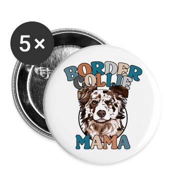 Border Collie merle Mama Hunde Muttertag Wilsigns - Buttons klein 25 mm (5er Pack) - Weiß - Vorne