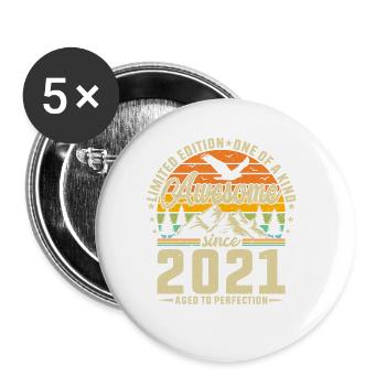 Creative 2021 Retro Birthday Design - Buttons small 1''/25 mm (5-pack) - white - Front