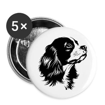 Cavalier König Charles Spaniel - Buttons klein 25 mm (5er Pack) - Weiß - Vorne