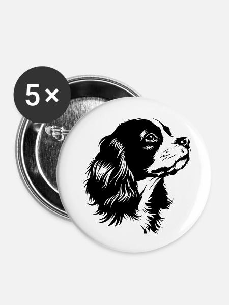 Cavalier König Charles Spaniel - Buttons klein 25 mm (5er Pack) - Weiß