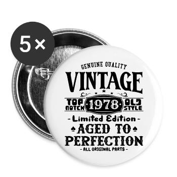T-shirt d’anniversaire emblématique de 1978 - Lot de 5 petits badges (25 mm) - blanc - Devant