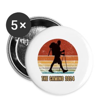 Camino 2024 Santiago de Compostela Jakobsweg Tour - Buttons klein 25 mm (5er Pack) - Weiß - Vorne