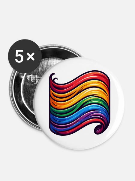 Flagge der Vielfalt - Buttons klein 25 mm (5er Pack) - Weiß