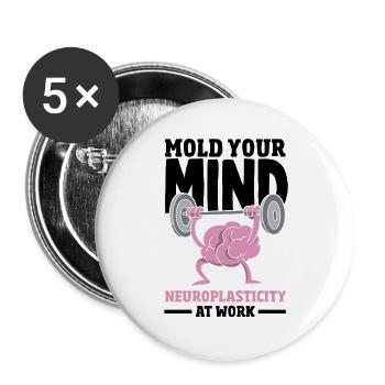 Unlock Your Brain's Potential Neuroplasticity - Buttons klein 25 mm (5er Pack) - Weiß - Vorne