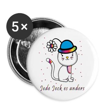 chaque jeck c’est différent confettis de carnaval - Lot de 5 petits badges (25 mm) - blanc - Devant