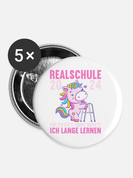 Realschule Junge Mädchen Realschule 2024 - Buttons klein 25 mm (5er Pack) - Weiß