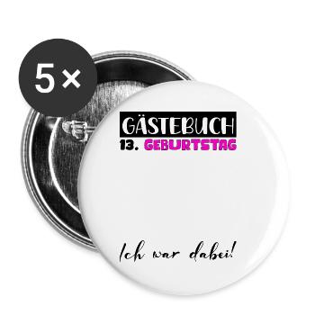 13 Geburtstag Geschenk Mädchen Gästebuch Frauen - Buttons klein 25 mm (5er Pack) - Weiß - Vorne