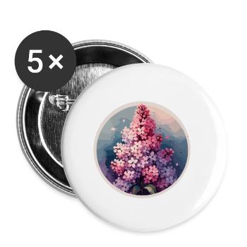 Lilas dessiné - Lot de 5 petits badges (25 mm) - blanc - Devant