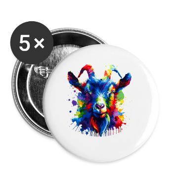 Colorful Splash Art Goats Farm Animal Goat Lover - Buttons small 1''/25 mm (5-pack) - white - Front