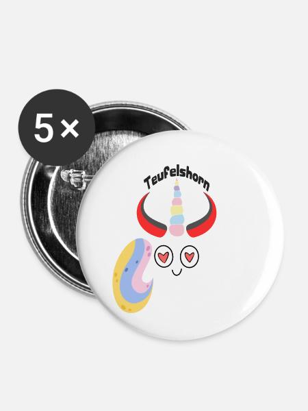 Teufelshorn - Buttons klein 25 mm (5er Pack) - Weiß