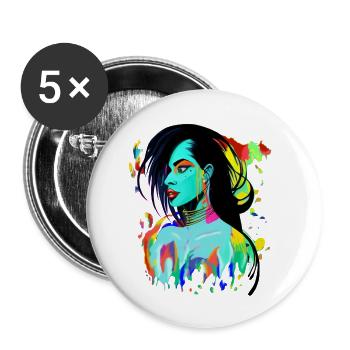 Neon Portrait Color Explosion - Buttons small 1''/25 mm (5-pack) - white - Front