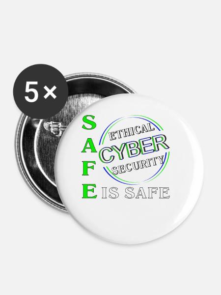 Ethical Cyber Security SAFE - Buttons klein 25 mm (5er Pack) - Weiß