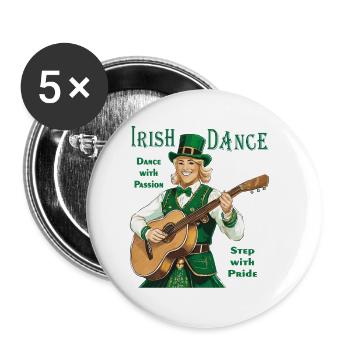 IRISH DANCE - Buttons small 1''/25 mm (5-pack) - white - Front