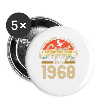 Einzigartiges 1968 Jahrgang Vintage Design - Buttons klein 25 mm (5er Pack) - Weiß - Vorne