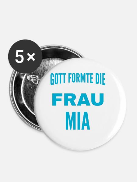 Mia Name Design - Buttons klein 25 mm (5er Pack) - Weiß