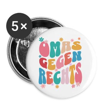 Les mamies contre la droite - Lot de 5 petits badges (25 mm) - blanc - Devant