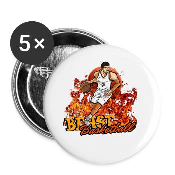 Bestien-Basketball - Buttons klein 25 mm (5er Pack) - Weiß - Vorne