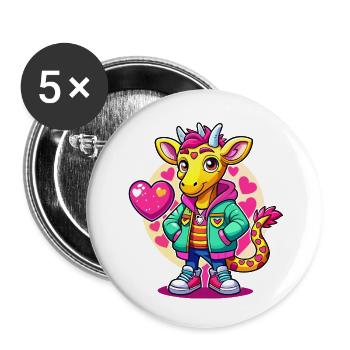 Giraffe Parade: Cool Giraffe - Buttons small 1''/25 mm (5-pack) - white - Front