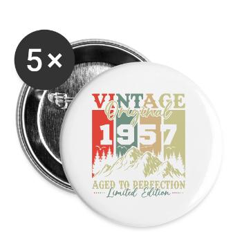 Original 1957 Vintage anniversaire rétro - Lot de 5 petits badges (25 mm) - blanc - Devant
