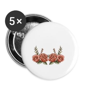 Floral Designer Floristik Blumen Florist - Buttons klein 25 mm (5er Pack) - Weiß - Vorne