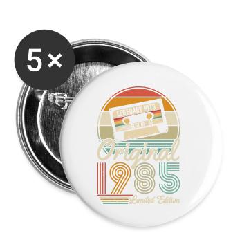 Authentisch 1985 Jahrgang Vintage Retro - Buttons klein 25 mm (5er Pack) - Weiß - Vorne