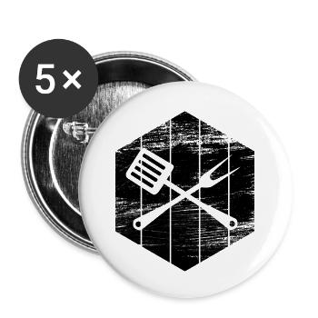 Cuisine - Lot de 5 petits badges (25 mm) - blanc - Devant