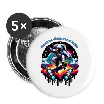 Rocket Powered Ollie - Buttons klein 25 mm (5er Pack) - Weiß - Vorne