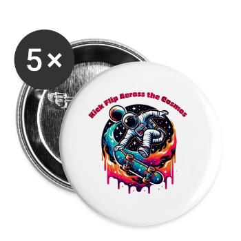 Kick Flip Across the Cosmos - Buttons klein 25 mm (5er Pack) - Weiß - Vorne