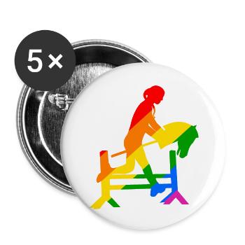 buntes Steckenpferd Hobbyhorsing - Buttons klein 25 mm (5er Pack) - Weiß - Vorne