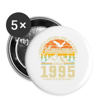 Legendary 1995 Vintage Birthday Shirt - Buttons klein 25 mm (5er Pack) - Weiß - Vorne