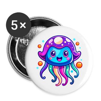 Méduse mignonne - Lot de 5 petits badges (25 mm) - blanc - Devant
