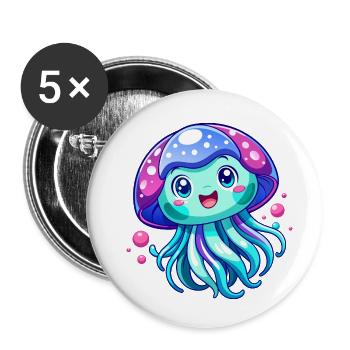Méduse mignonne - Lot de 5 petits badges (25 mm) - blanc - Devant