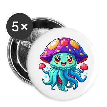 Cute Jellyfish - Buttons small 1''/25 mm (5-pack) - white - Front