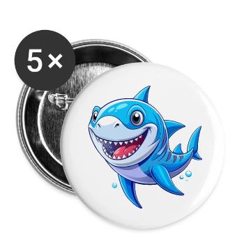 Requin mignon - Lot de 5 petits badges (25 mm) - blanc - Devant