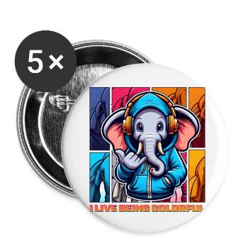 I live being colorful - Buttons klein 25 mm (5er Pack) - Weiß - Vorne