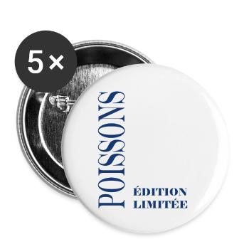 poissons - Lot de 5 petits badges (25 mm) - blanc - Devant